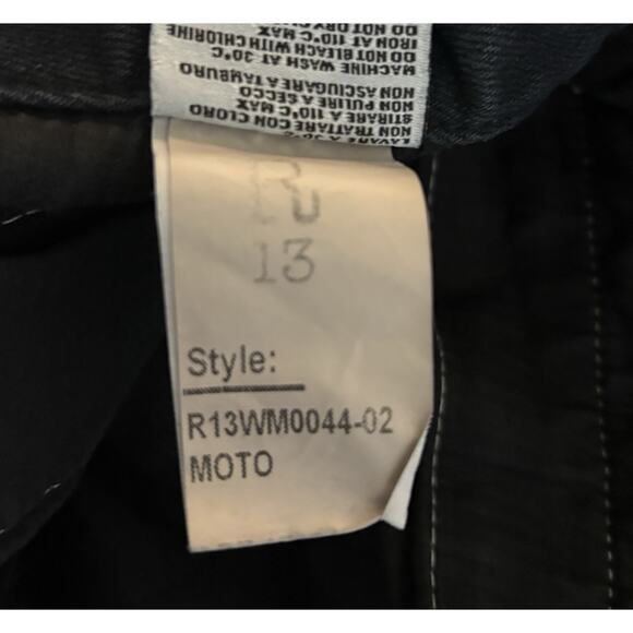 R13 Moto Skinny Jeans Women's Size 28 Black Denim Distressed Vintage Style Italy - Picture 15 of 16